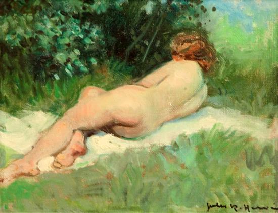 § Jules R. Hervé (1887-1981) Reclining female nude 8 x 10.25in.